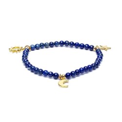 Edelsteen Armband Lapis Lazuli Sterren - Maan - Zon Bedels 4mm Kralen