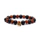 Edelsteen Armband Rudraksha - Lavasteen Ohm 8mm Kralen