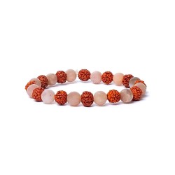 Edelsteen Armband Rudraksha - Perzik Maansteen 8mm Kralen