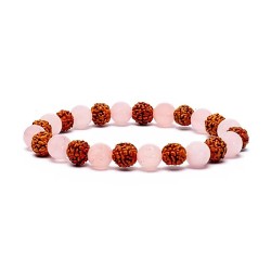 Edelsteen Armband Rudraksha - Rozenkwarts 8mm Kralen