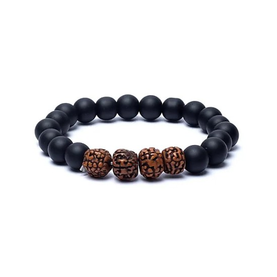 Edelsteen Armband Rudraksha - Zwarte Onyx 10mm Kralen