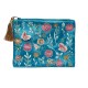 Etui Fluweel Blauw - Bloemen 20x15cm