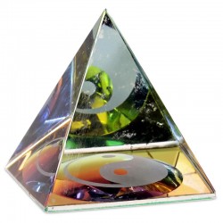 Kristal Piramide Yin Yang 4 cm Set 2 stuks