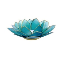 Lotus Capiz Sfeerlicht Blauw 5e Chakra Goud