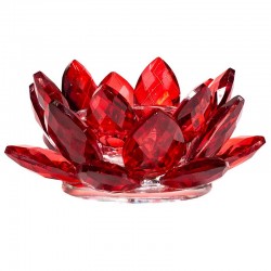 Lotus Kaarshouder Glaskristal Rood