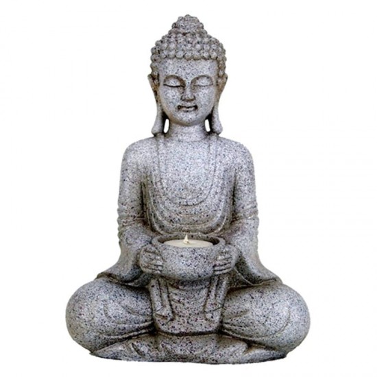 Meditatie Boeddha Met Waxinelichthouder 27cm