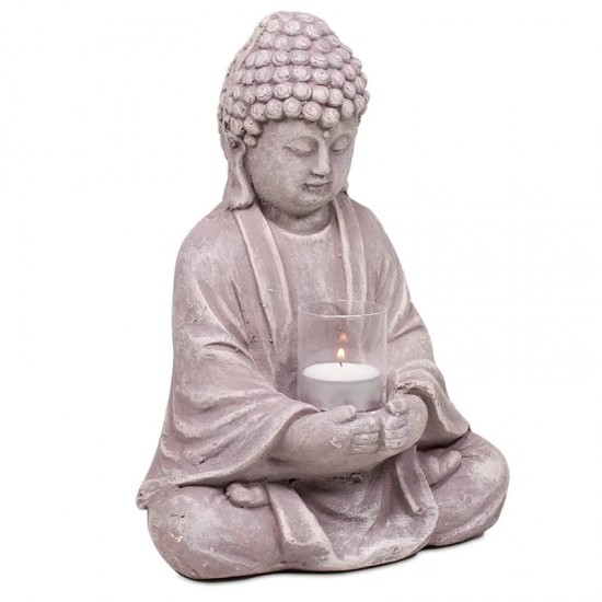 Meditatie Boeddha Met Waxinelichthouder 28cm