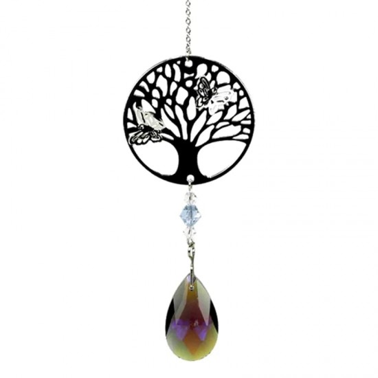 Tree of Life raamhanger en regenboogkristal violet Set 2 stuks