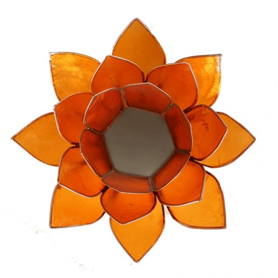 Lotus Capiz Sfeerlicht Oranje 2e Chakra Zilver