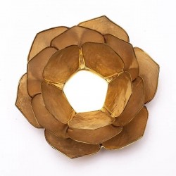 Lotus Capiz Sfeerlicht Bladvorm Smoked-Beige Goudrand 13cm