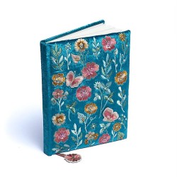 Notitieboek Fluweel Blauw - Bloemen 20x15cm