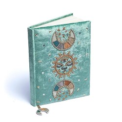 Notitieboek Fluweel Mint - Maanfasen 20x15cm