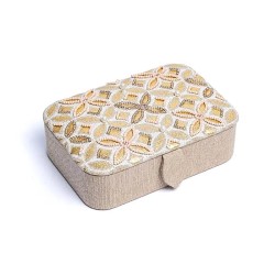 Opbergdoos Fluweel Beige-Goud - Bloem Des Levens 11x15,5x5cm