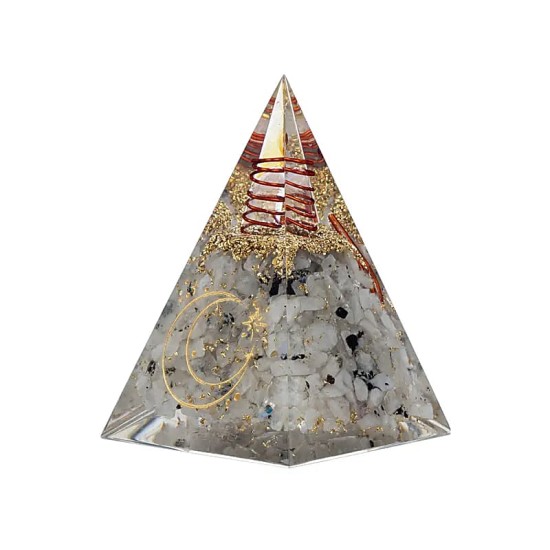 Orgonite Piramide Maansteen Maan 6x6x8cm