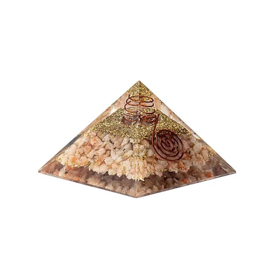 Orgonite Pyramide Zonnesteen met Zon symbool 7,5x7,5x5cm