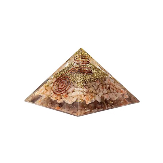 Orgonite Pyramide Zonnesteen met Zon symbool 7,5x7,5x5cm