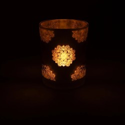 Sfeerlicht Matglas - Metallic Boeddha 12,5cm set 2 stuks