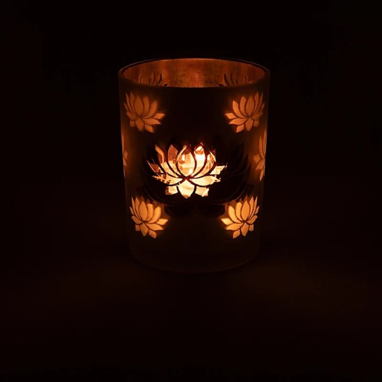 Sfeerlicht Matglas - Metallic Lotus 12,5cm set 2 stuks