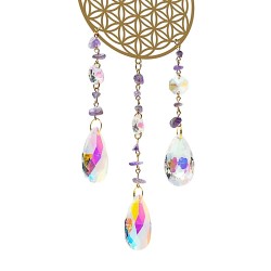 Suncatcher Flower Of Life Goud Amethist 38-39cm