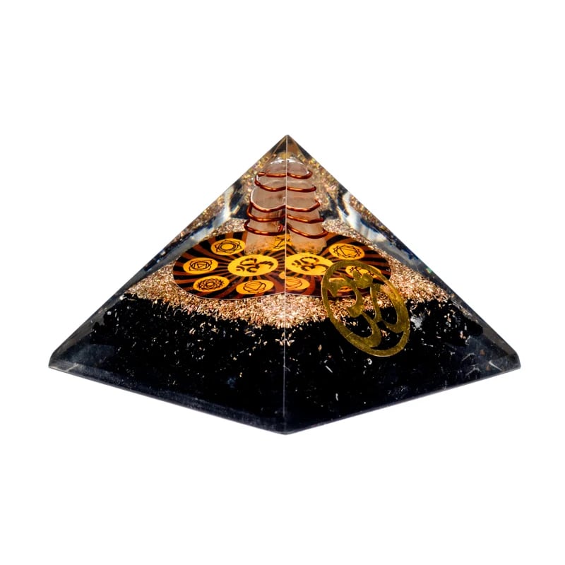 Orgonite Chakra Piramide Zwarte Toermalijn met Ohm - Afbeelding 3
