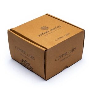 Koperen Drinkbeker Bloempatroon Geëtst 250ml Set 4 stuks