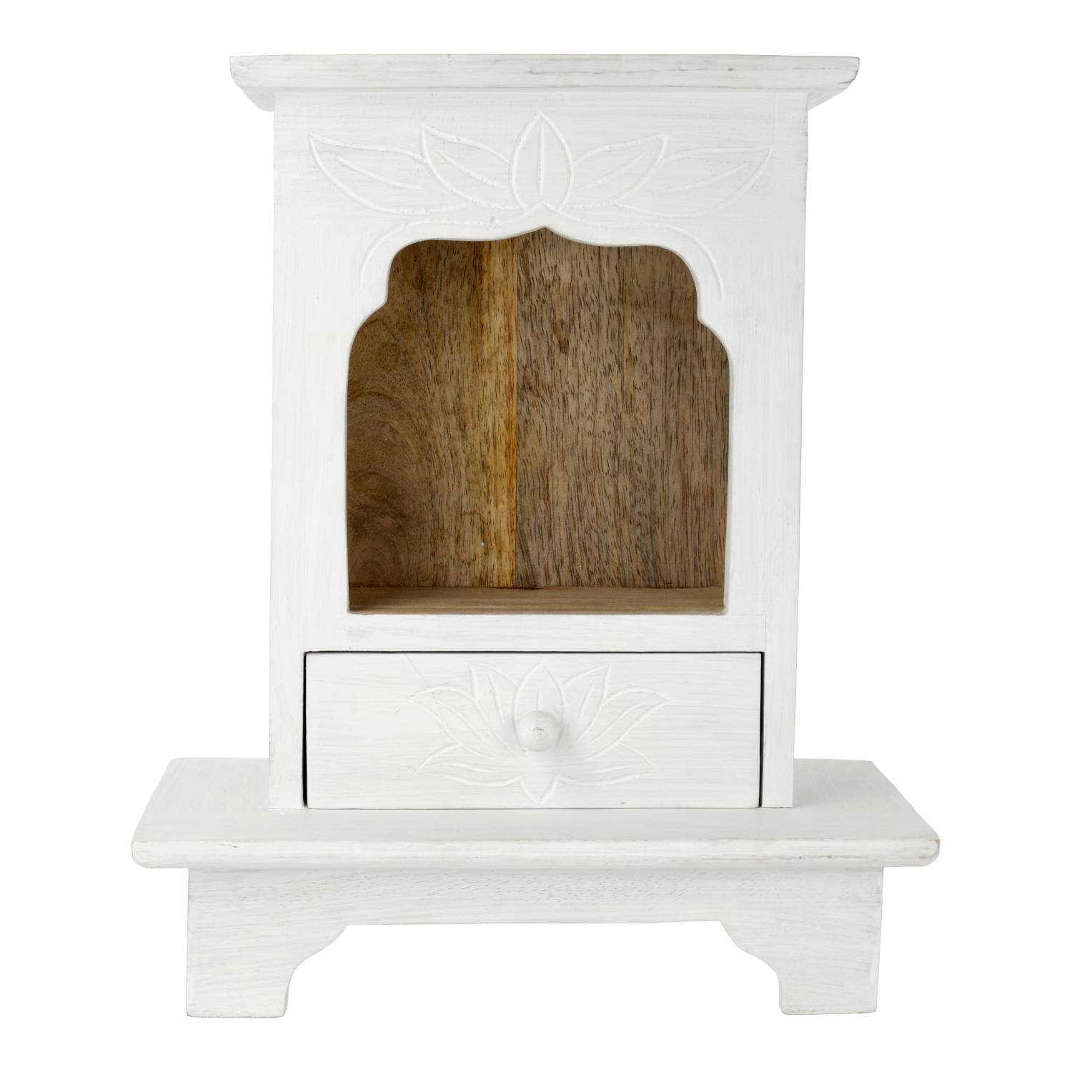 Altaar op Voet Mangohout Whitewash 30cm - Afbeelding 3