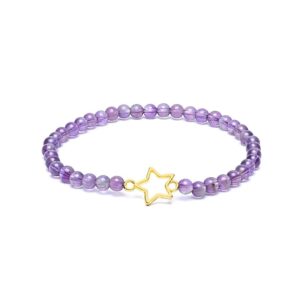 armband edelsteen amethist ster bedel 4mm kralen