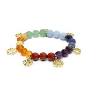 Armband Edelsteen met Chakra-Symbolen en Chakra Stenen