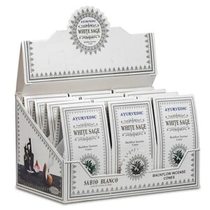 Backflow Ayurvedische Witte Salie Wierookkegels 12 pakjes