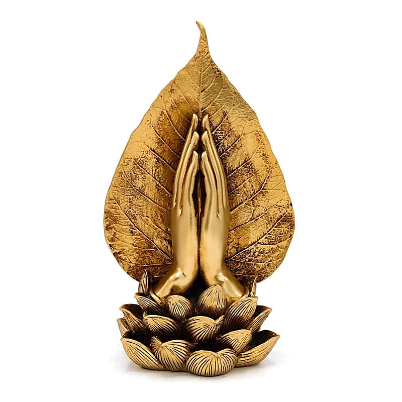 Deco biddende handen goudkleurig 15x11x26cm