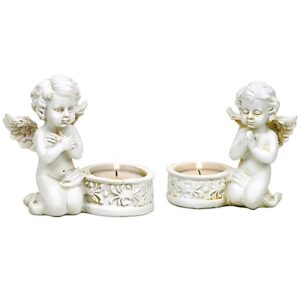 Engel Cupido Met Waxinelichthouder 10cm Set 2 stuks