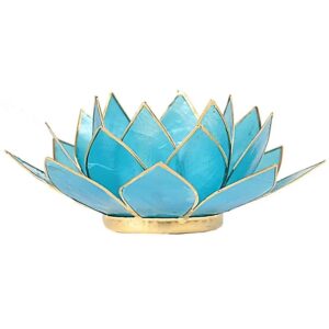 Lotus Capiz Sfeerlicht Blauw 5e Chakra Goud
