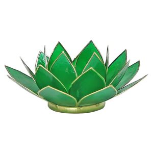 Lotus Capiz Sfeerlicht Groen 4e Chakra Goud