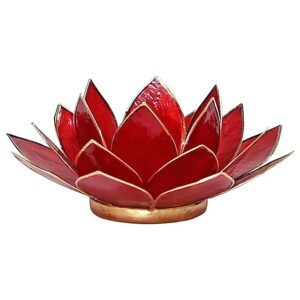 Lotus Capiz Sfeerlicht Rood 1e Chakra Goud