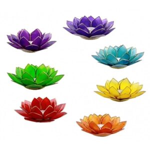 Lotus Capiz Sfeerlichten Chakra's Met Goud