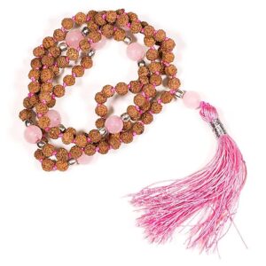 Mala Rudraksha Rozekwarts Roze Kwast 5mm