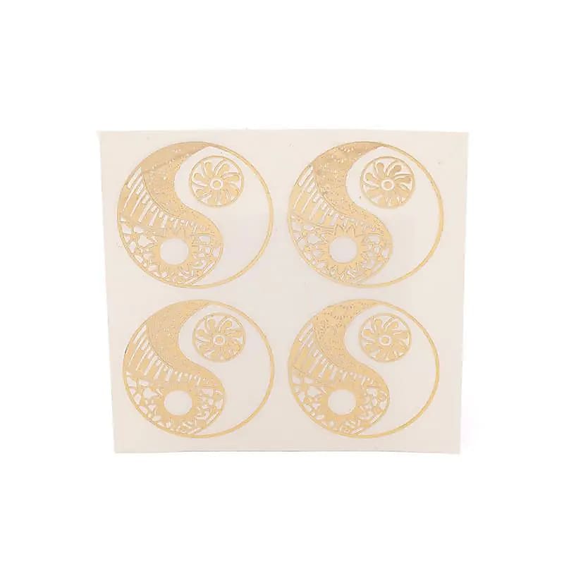 Metalen sticker yin yang goud 4cm