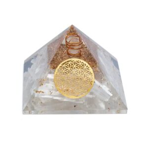 Orgonite Piramide Seleniet Flower of Life 7x7x6cm