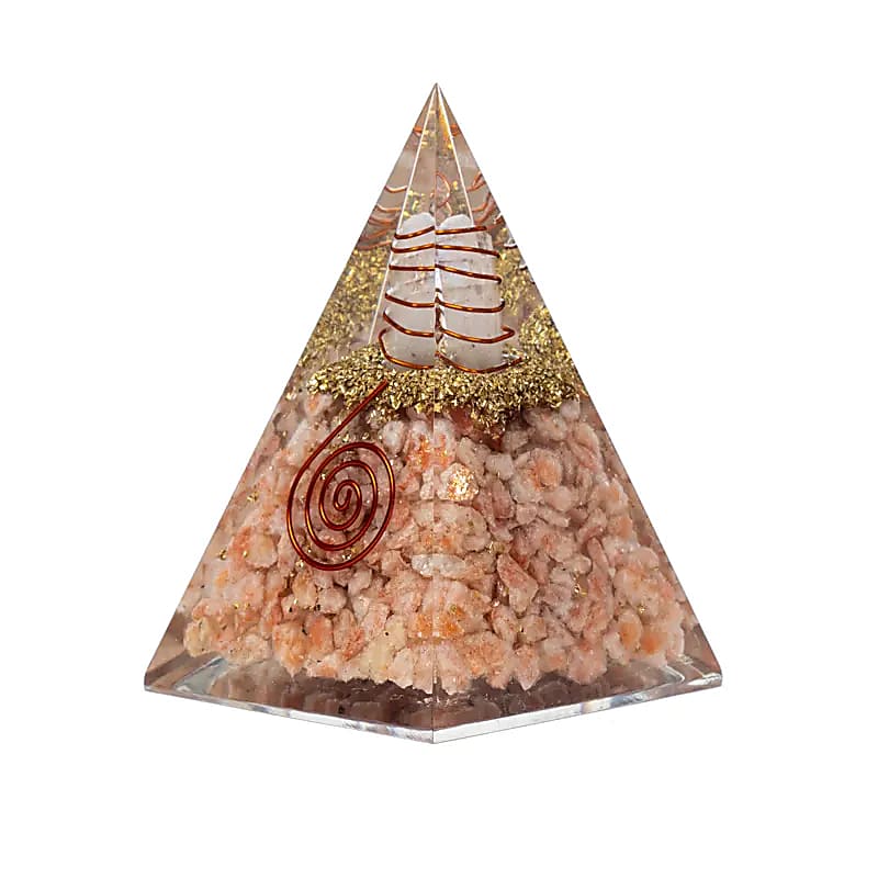 Orgonite Pyramide Zonnesteen met Zon symbool 6x6x8,5cm - Afbeelding 3