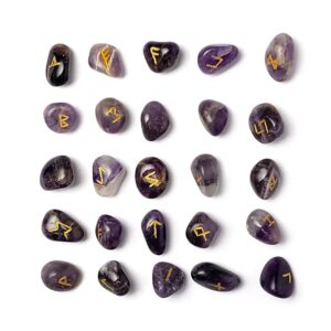 runen orakelset amethist in katoenen tasje-2