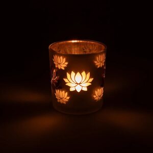 Sfeerlicht Matglas - Metallic Lotus 8cm set 2 stuks