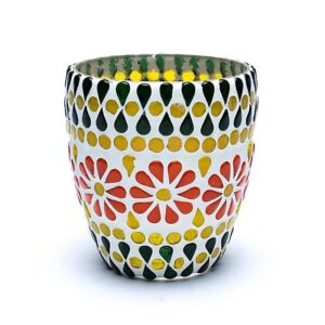 Sfeerlicht Mozaiek Groen-Geel 10cm Set 3 stuks